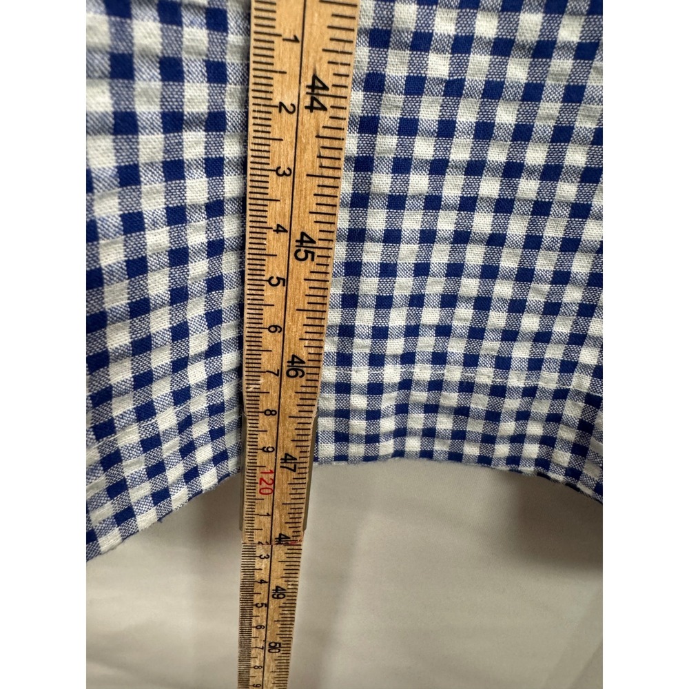Old Navy Gingham‎ Puff Sleeve Tiered Midi Dress Women Size L Blue White - Picture 7 of 10